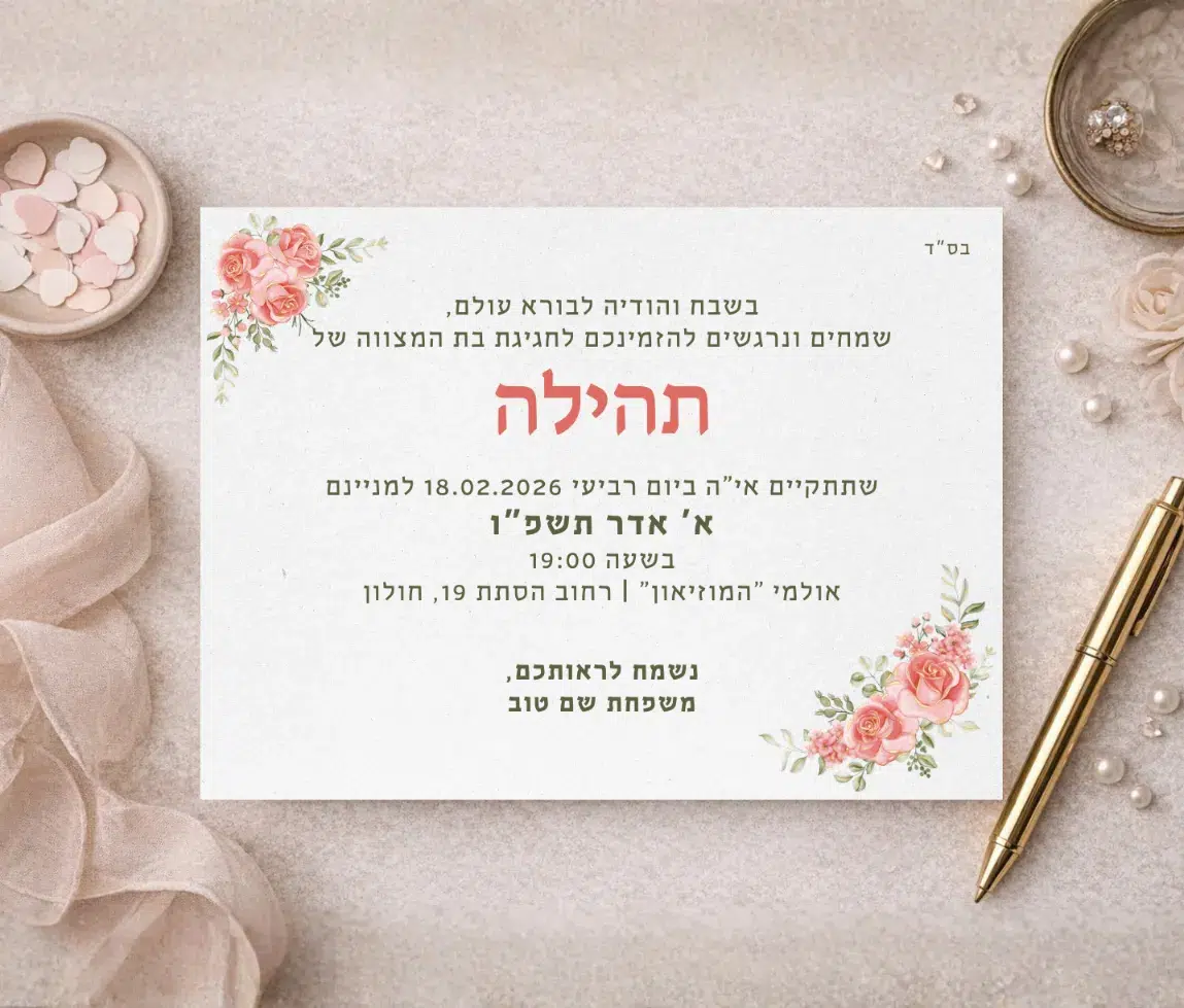 הזמנה לבת מצווה - תהילה